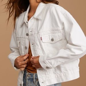 New Heritage White Denim Trucker Jacket